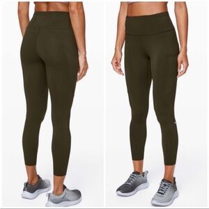 Lululemon fast & free leggings dark olive green 4